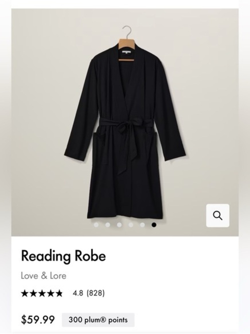 Love & Lore Black Open- Front Duster Style Reading Robe Size Small/ Medium